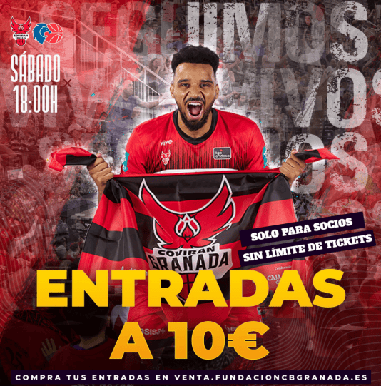 Promoción del Coviran Granada para llenar las gradas del Palacio de Deportes Promoción del Coviran Granada para llenar las gradas del Palacio de Deportes. Imagen: https://fundacioncbgranada.es/