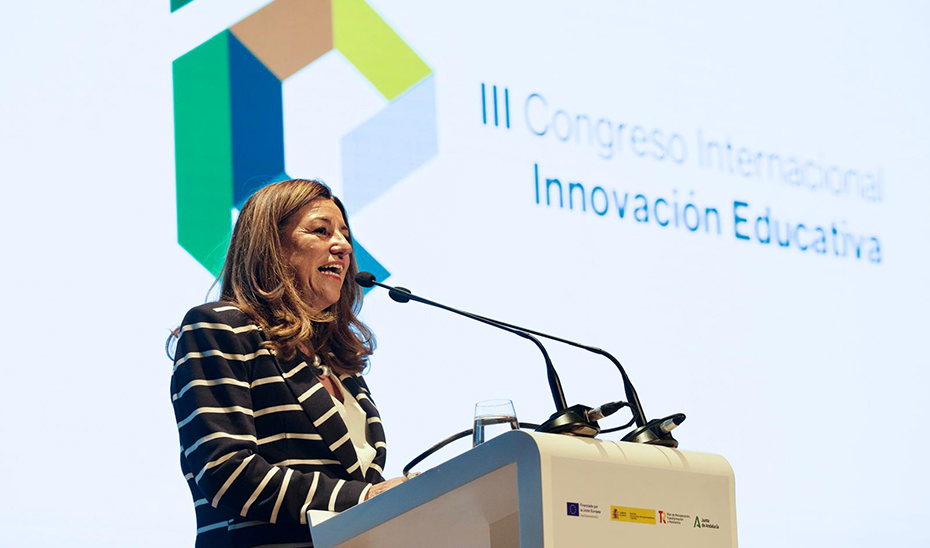 La consejera de Educación, durante la inauguración de tercera edición del Congreso Internacional de Innovación Educativa en Andalucía. Imagen: Junta Andalucía
