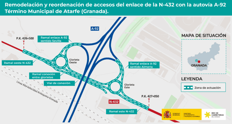 Mapa del enlace a reordenar en término de Atarfe - MINISTERIO DE TRANSPORTES