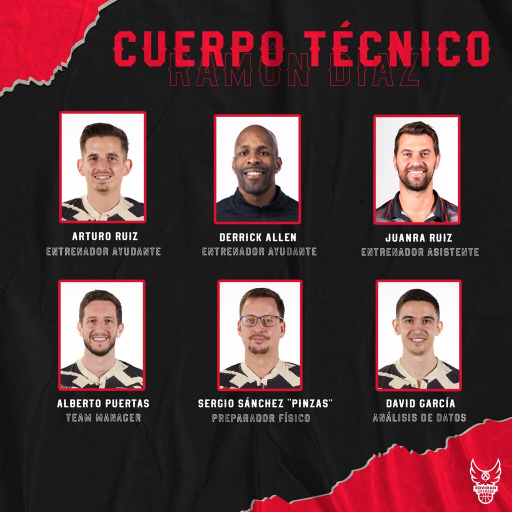 Cuerpo técnico del Coviran Granada. Imagen: Fundación CB Granada