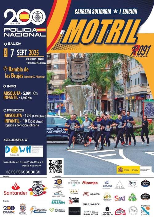Cartel de I Edición de la carrera solidaria 'Ruta 091' en Motril. Imagen: Policía Nacional