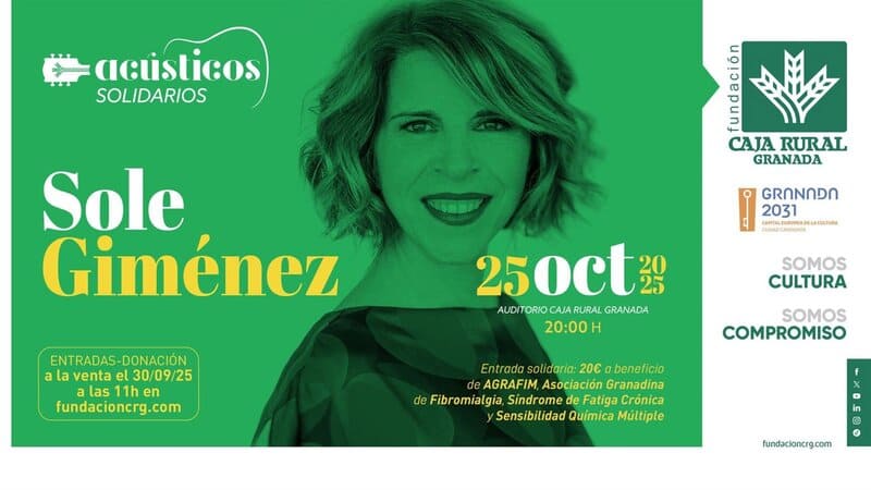 Fundación Caja Rural Granada unirá cultura y solidaridad el próximo 25 de octubre con Sole Giménez