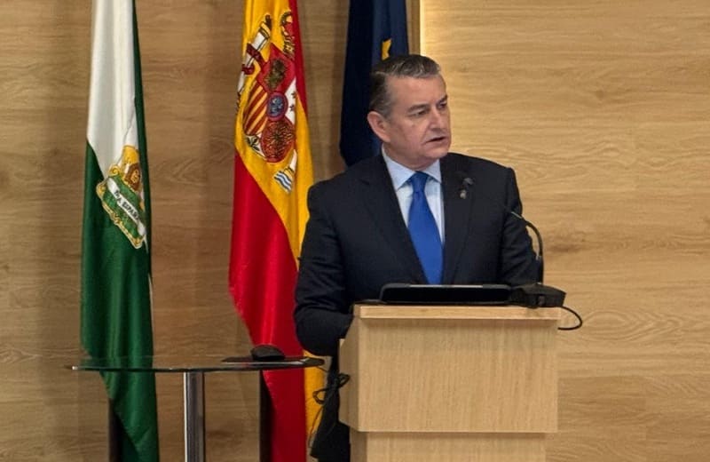 Antonio Sanz, consejero de Sanidad, Presidencia y Emergencia de la Junta de Andalucía, este jueves durante la presentación de la candidatura de la ciudad de Granda como sede de la Agencia Estatal de Salud Pública. Imagen: GRXactualidad