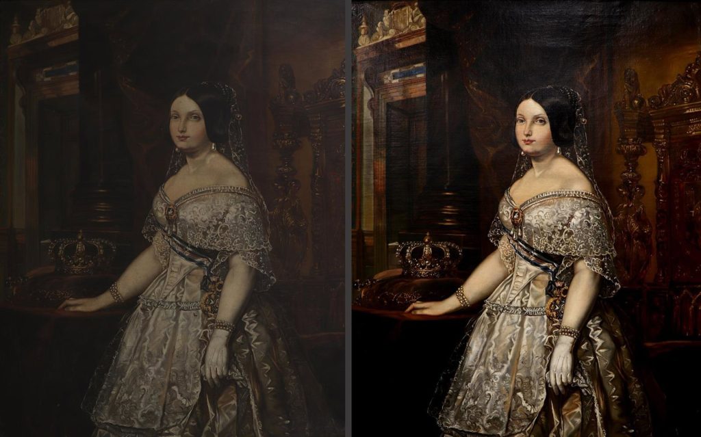 La UGR restaura la obra ‘Retrato de Isabel II, Reina de España’ de su Colección Histórico Artística La obra Retrato de Isabel II, Reina de España restaurada por la UGR. - UGR