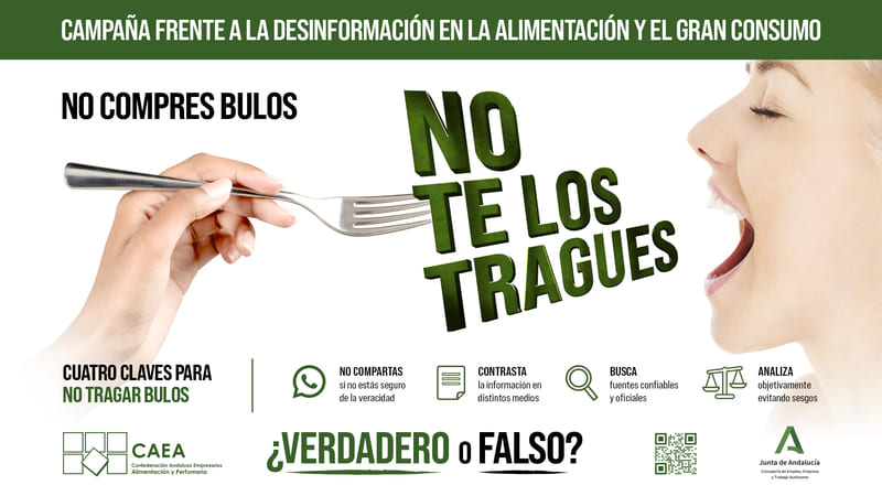 Cartel de la campaña informativa contra los bulos en la alimentacion. IMAGEN:CAEA